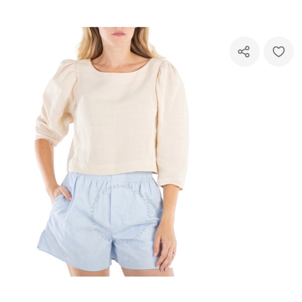 Chloe coconut milk linen puff sleeve shirt size 40/ US 8